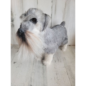 Faux Fur realistic Miniature Schnauzer dog home decor