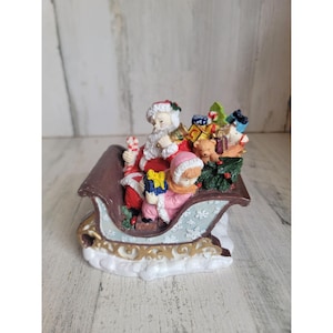 Sleigh santa claus Vintage ceramic toy gift xmas home decor figure