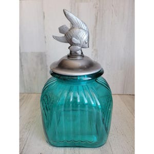 Unieke grote groenblauwe vispot AS IS decor keuken thuis
