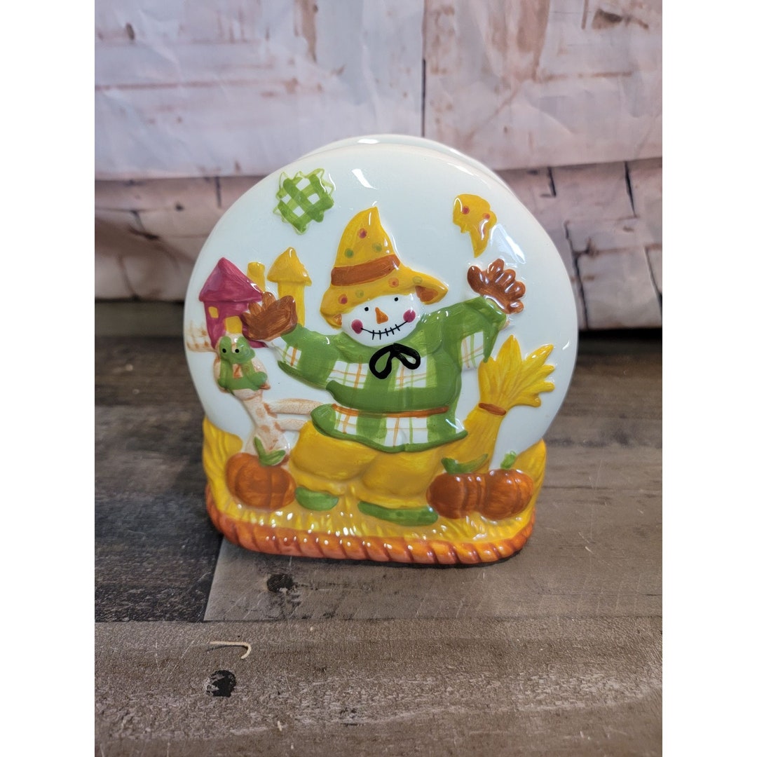 Kmart Ceramic Scarecrow Napkin Holder Harvest Fall Farm Etsy