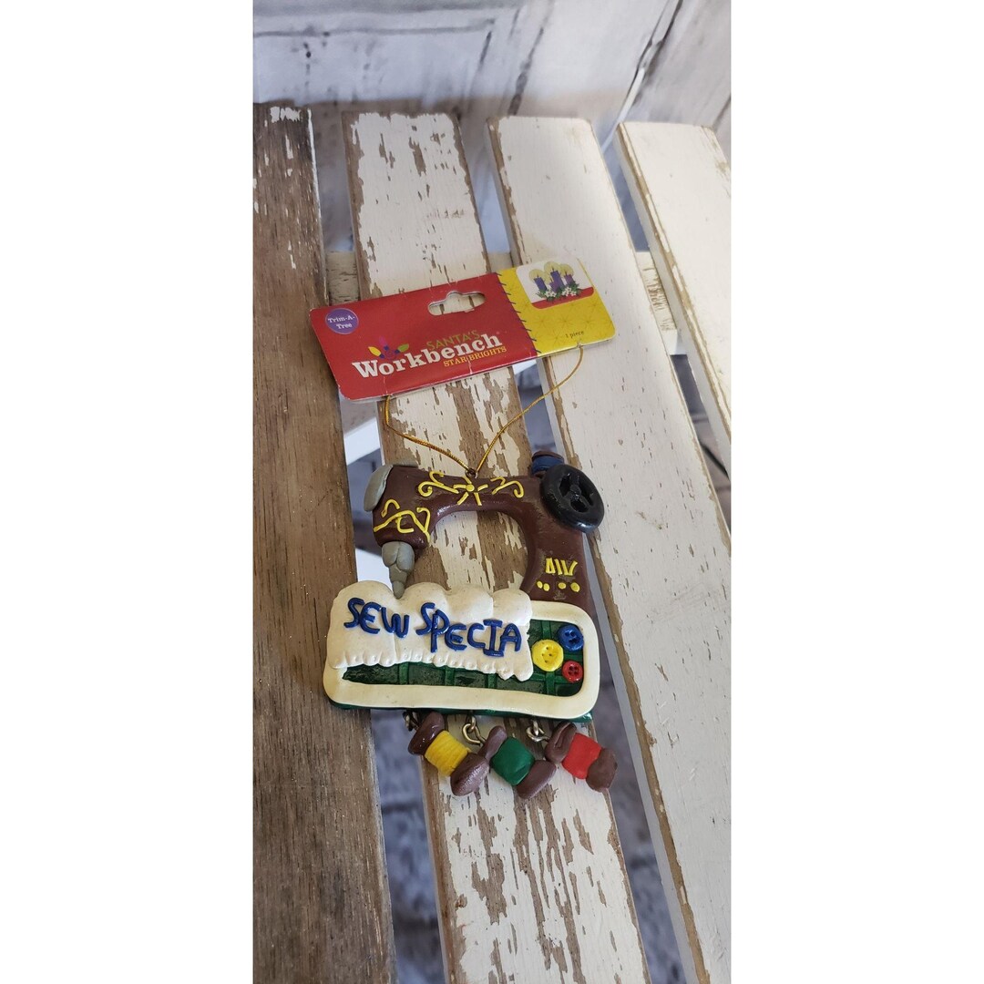 Vintage Trim-a-tree Santa's Work Bench Starbrights Sewing Machine ...