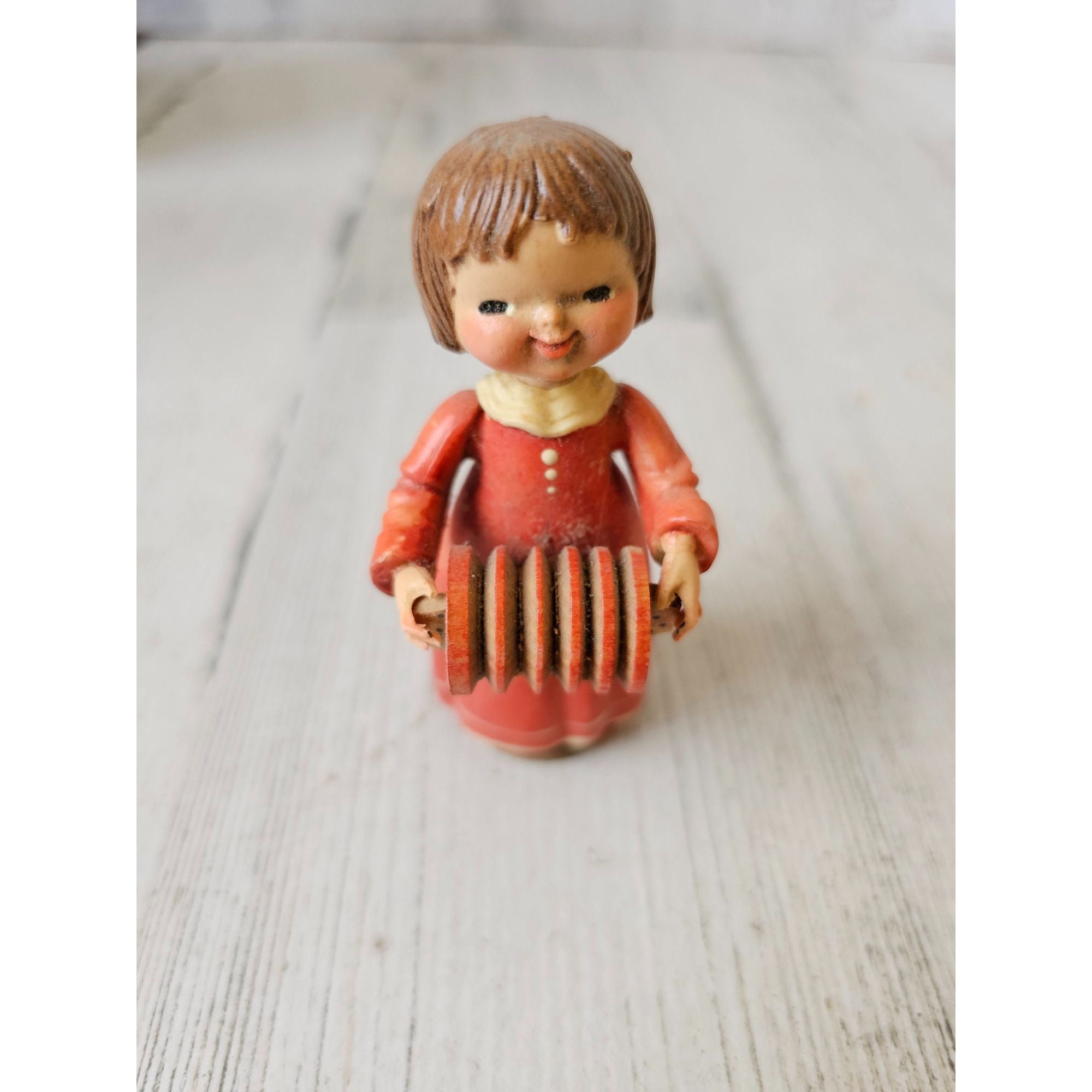 Anri Girl Accordion Pink Dress Victorian Band Musical Figurine