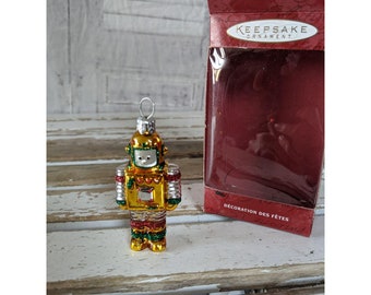 Hallmark Glass robot ornament blown Glass Christmas Hanging holiday tree New