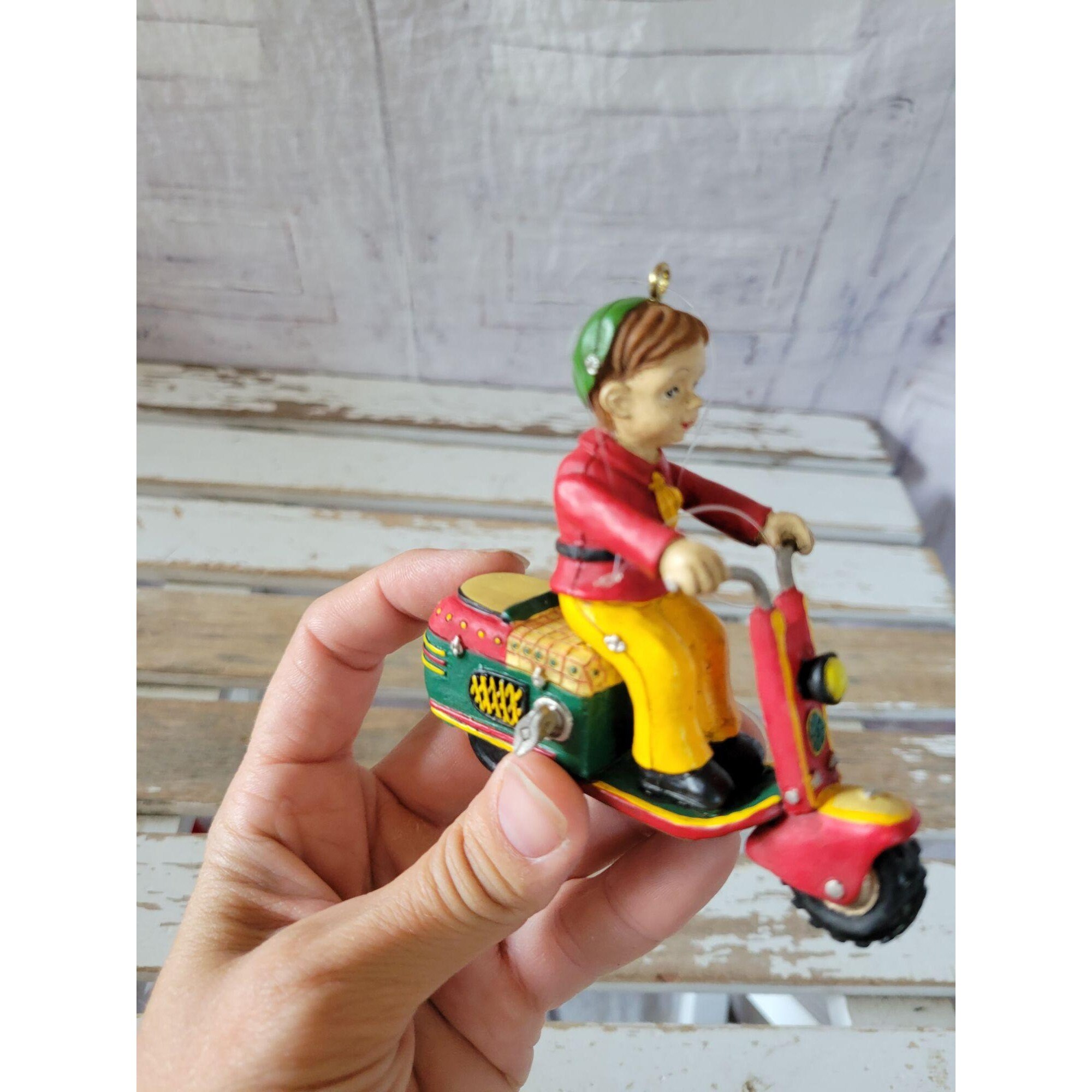 Moped boy scooter ornament vintage Xmas holiday tree Etsy