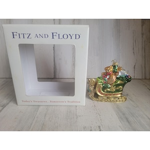 Fitz Floyd teddy bear slave long glass ornament Xmas