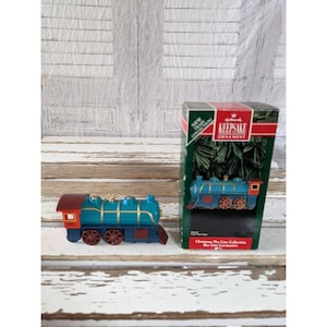 Hallmark Christmas Skyline Lokomotive blau erste 1992 Ornament Weihnachten Urlaub Baum