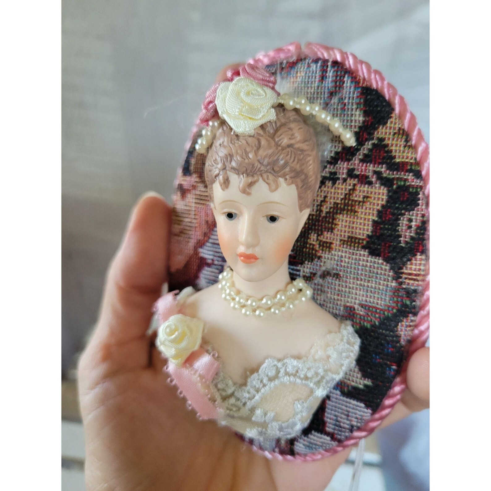 Vintage Victorian profile lady ornament Xmas holiday vintage Etsy