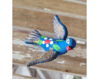 Bird Mexican ornament blue unique vintage Xmas holiday tree