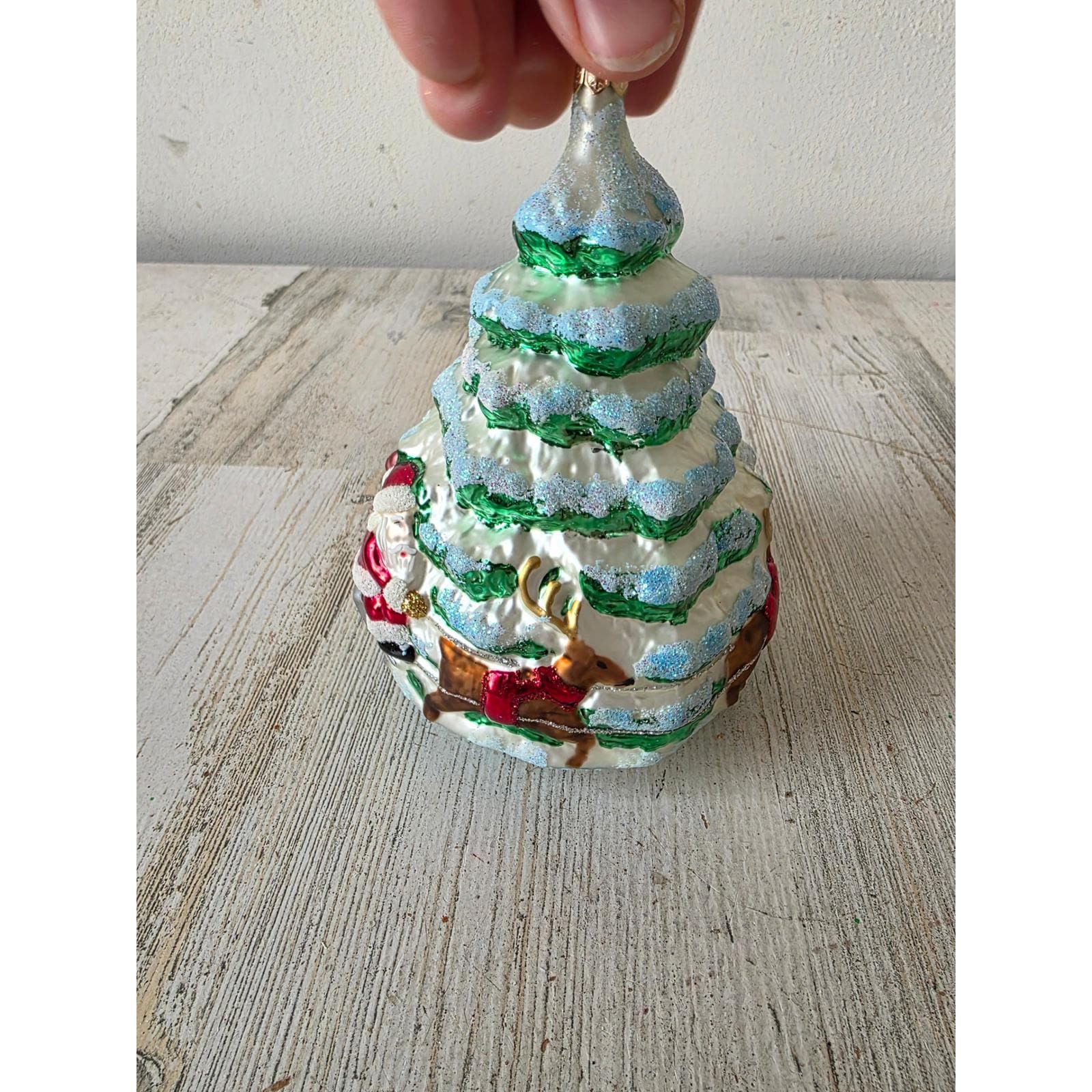 ヴィンテージガラスそりサンタガラスツリーオーナメントクリスマス