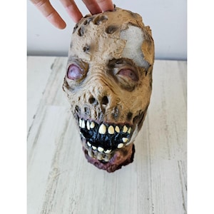 Night view zombie head beheaded as is rubber severed Halloween prop scary decor life size