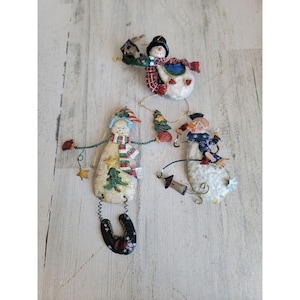 Rustic flying snowman ornament Xmas variety set