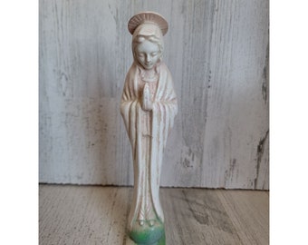 Ceramic pink mother Mary statue religious figure