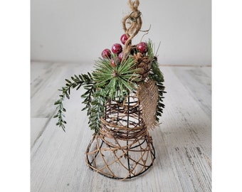 Glitter mistletoe Pinecone branch wire Bell xmas