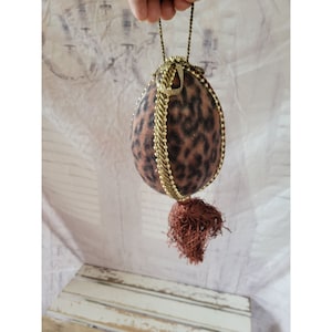 Cheetah Victorian large egg ornament Xmas holiday tree decor