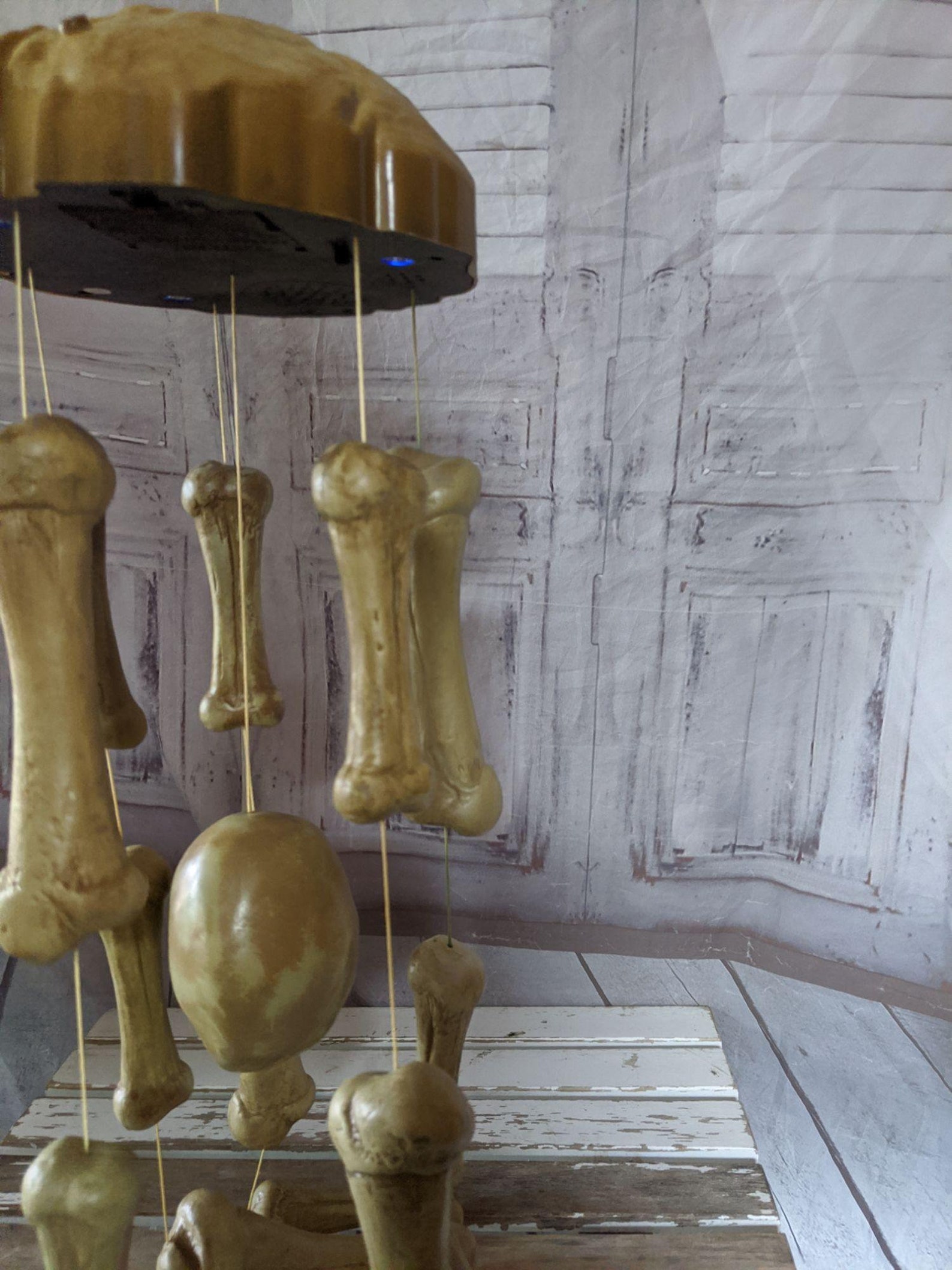 Gemmy bone skull wind chime Halloween animated Etsy