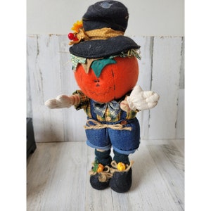 Pumpkin scarecrow farmer folk art country boy home decor kitchen fans