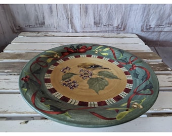 Lenox goldfinch 10.5-in plate platter Xmas winter greetings everyday