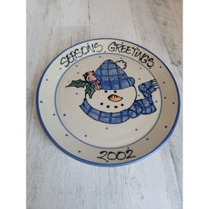 Beaumont Potter snowman season greetings plate vintage xmas