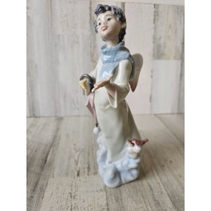 Lladro 6149 Winter boy Angel Bird umbrella Cherub figurine memorial statue