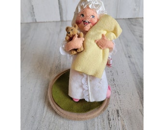 Annalee 1994 coperta per bambini Pigiama della nonna bambola orsacchiotto figura natalizia