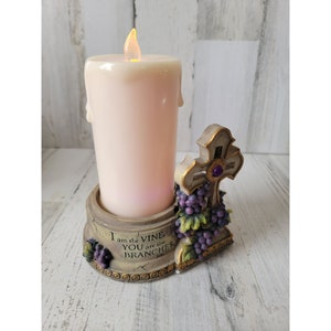 Bible candle cross light-up proverb religious home decor