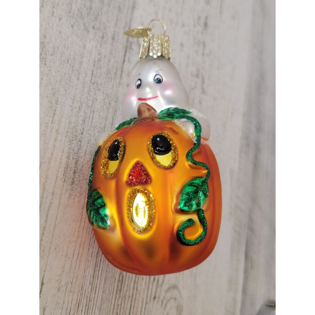 Old World Christmas Ghost Pumpkin Glitter Blown Glass Ornament - Etsy