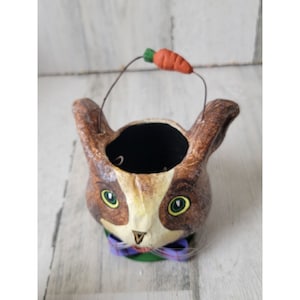 Dept 56 23867 Paper Mache bunny basket mini Easter figure
