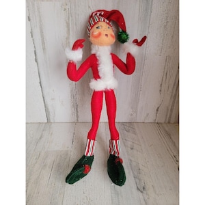 Annalee 15&quot; candy cane elf outfit unique vintage home decor xmas
