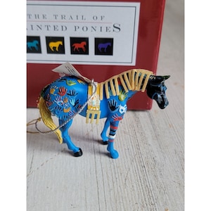 Trail of Painted Ponies Blue medicine horse ornament Xmas