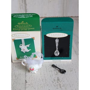 Hallmark afternoon tea Victorian spoon ornament Xmas set