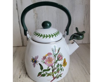 Portmeirion Botanic Gardens whistling tea kettle dog rose