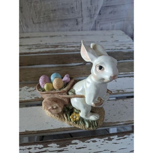 Ks bunny rabbit cart wiosenny wystrój domu