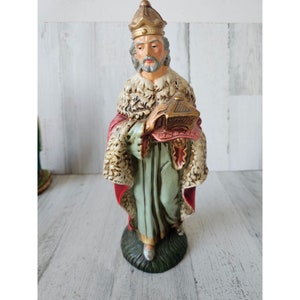 Vintage fontanini paper mache wiseman nativity village Xmas religious statue large 1