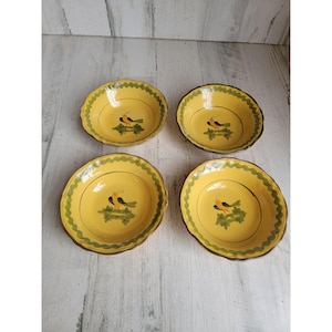 Vintage Italian bird Robin Italy bowl home decor soup set
