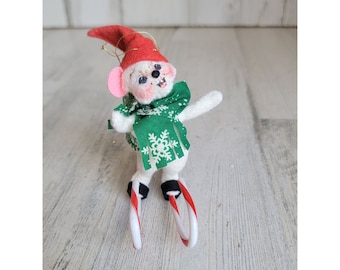 Annalee 1998 Ski Maus Schal mini xmas Schneeflocke