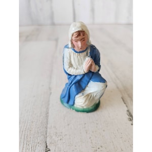 Vintage porcelain Virgin Mary nativity village Xmas decor religious