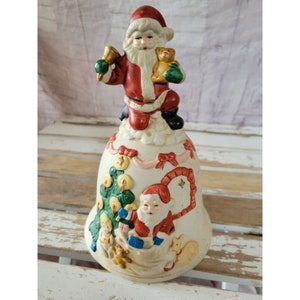 Porcelain vintage Santa Bell Xmas decor tree