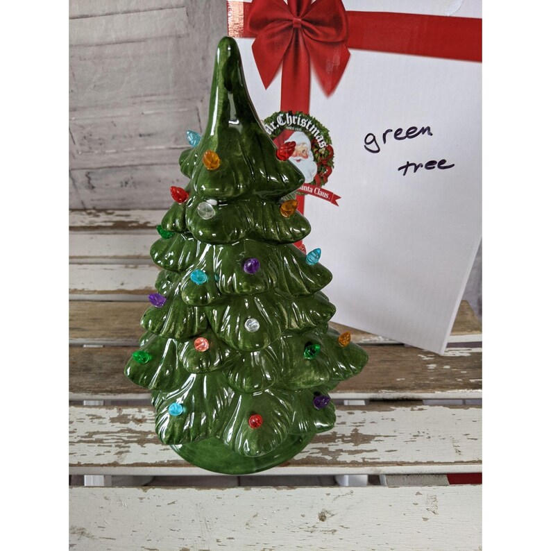 Mr Christmas Green Ceramic Light up Xmas Tree 9 Etsy