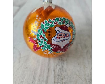 Radko glanzende Brite Santa krans bal oranje glitter vintage kerstboom