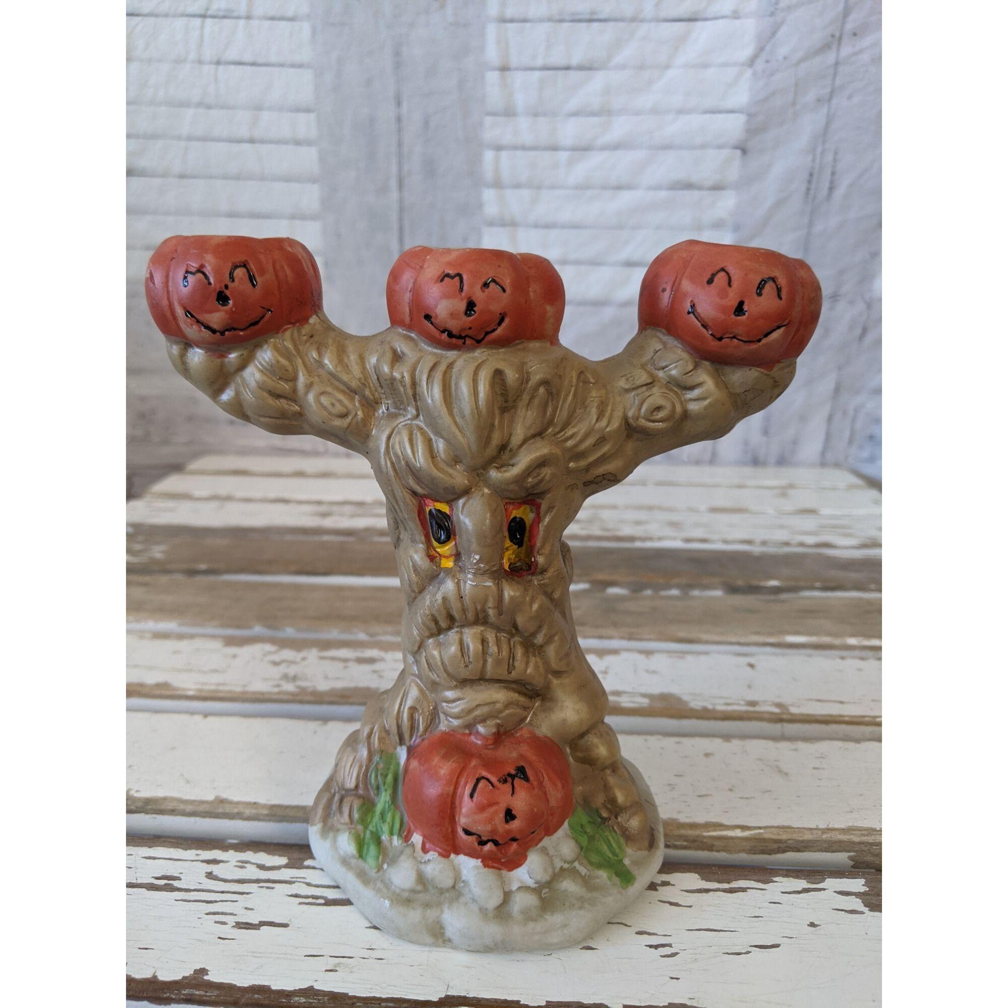 Vintage ceramic tree Halloween village decor candle holder Etsy