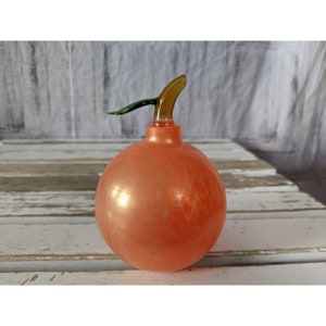 Peach bottle glass art stopper paperweight glass vintage
