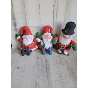Vintage plush silly goofy Santa Claus set home decor star