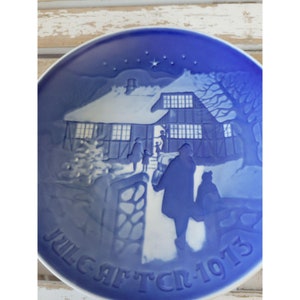 B&g country Christmas 9073 1973 limited edition Denmark blue plate decorator