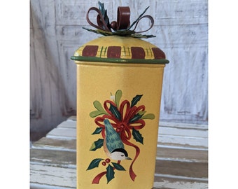 Lenox metal canister winter greetings toleware