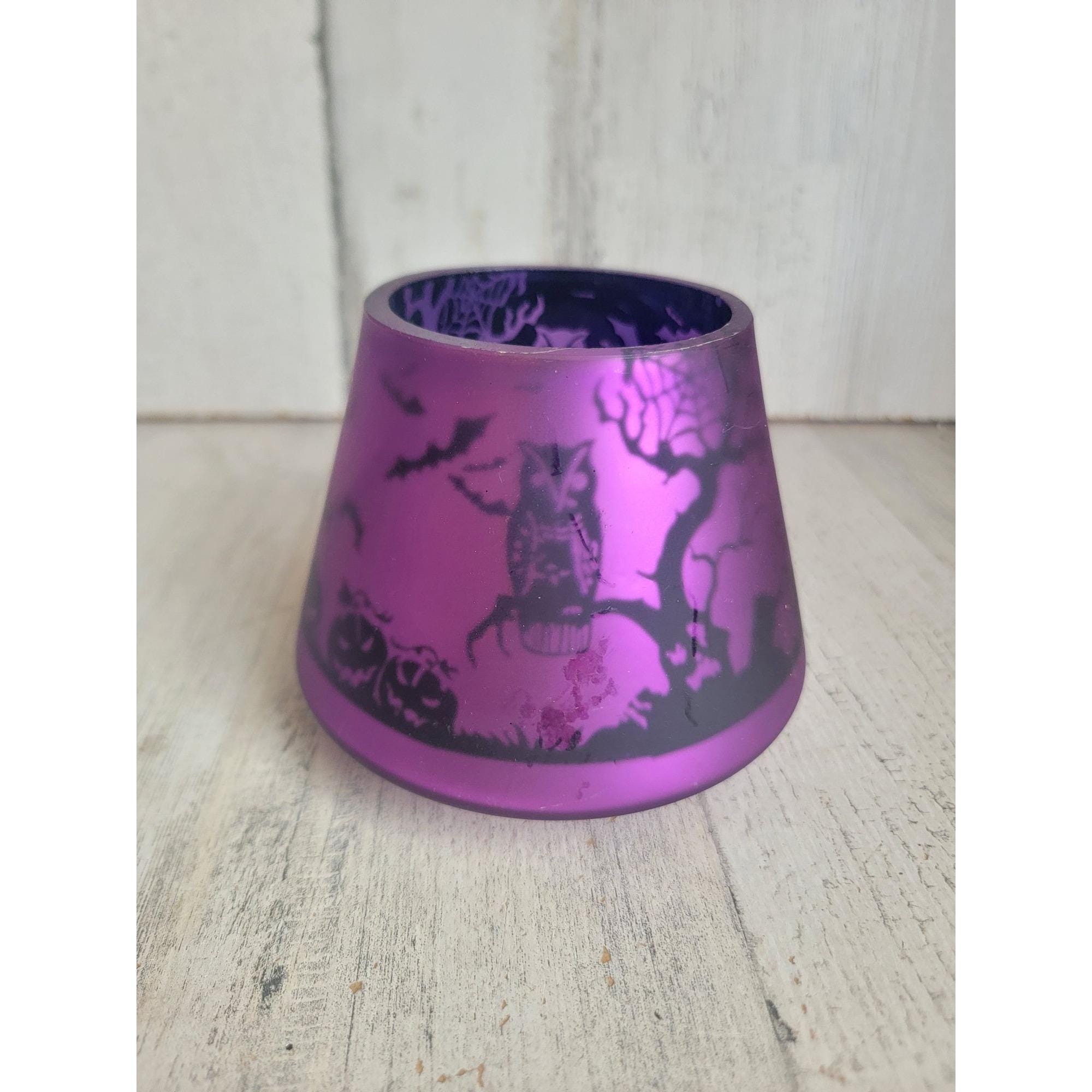 Bougie Yankee Candle Halloween – Violet Scintillant – Verre Maison Hantée épouvantail