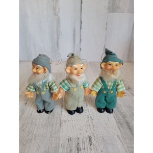 Vintage Japan unique gnome elf doll ornament Xmas set