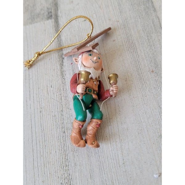 Hallmark 1992 Elfin marionette ornament Xmas puppet elf