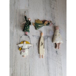 Conjunto de lote de enfeites de anjo esfarrapado Ann religioso halo de Natal
