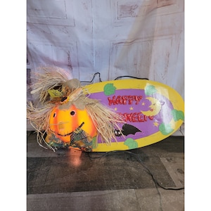PAC fiber optic 2002 happy Halloween scarecrow bat sign decor