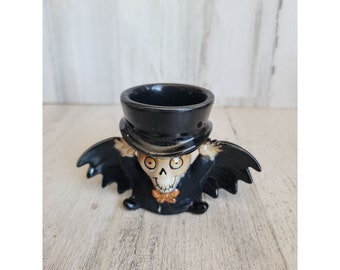 Yankee Candle bat boy tea light holder Halloween decor skeleton